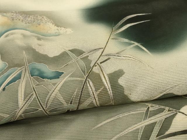 平和屋着物＊夏物 黒留袖 絽 風景文 銀彩 正絹 逸品 AABC9871jd