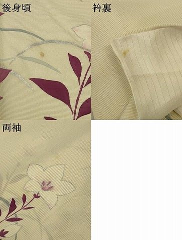 平和屋着物＊夏物 訪問着 絽 草花文 銀彩 正絹 逸品 AABC9875jd