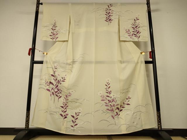 平和屋着物＊夏物 訪問着 絽 草花文 銀彩 正絹 逸品 AABC9875jd