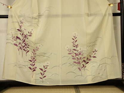平和屋着物＊夏物 訪問着 絽 草花文 銀彩 正絹 逸品 AABC9875jd