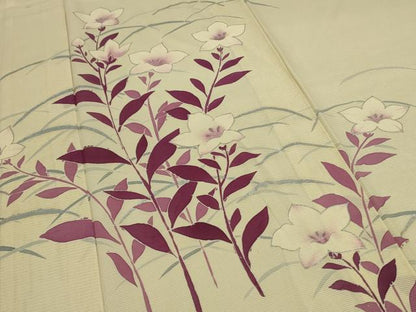 平和屋着物＊夏物 訪問着 絽 草花文 銀彩 正絹 逸品 AABC9875jd