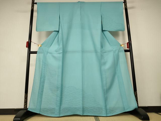 平和屋着物＊夏物 無地絵羽訪問着 絽 芝紋紗 青竹色 正絹 逸品 AABC9876jd