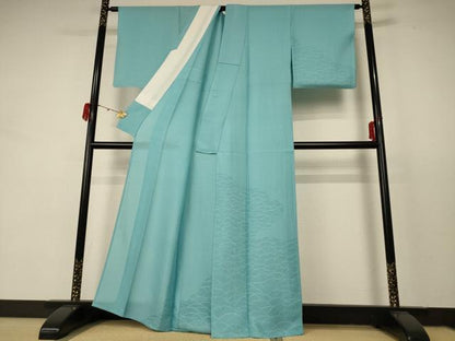 平和屋着物＊夏物 無地絵羽訪問着 絽 芝紋紗 青竹色 正絹 逸品 AABC9876jd