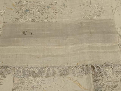 平和屋着物＊夏物 生紬 手描き 草花文 正絹 逸品 AABC9879jd
