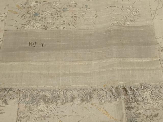 平和屋着物＊夏物 生紬 手描き 草花文 正絹 逸品 AABC9879jd