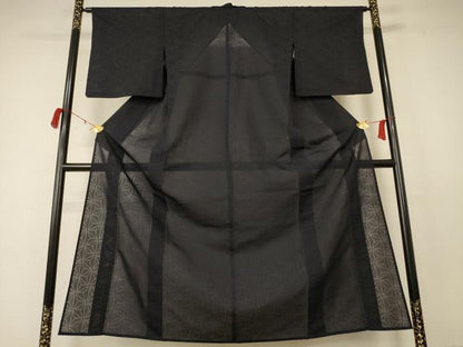 平和屋着物＊夏物 小紋 紗 麻の葉文様 正絹 逸品 AABC9886jd