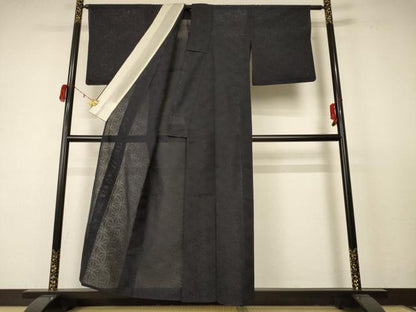 平和屋着物＊夏物 小紋 紗 麻の葉文様 正絹 逸品 AABC9886jd