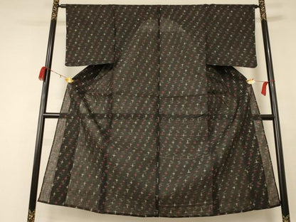 平和屋着物＊夏物 紗紬 絣文 正絹 逸品 AABC9890jd