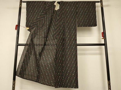 平和屋着物＊夏物 紗紬 絣文 正絹 逸品 AABC9890jd