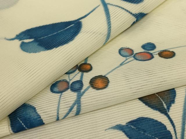 平和屋着物＊夏物 小紋 絽 枝葉文 洗える着物 AABC9899jd