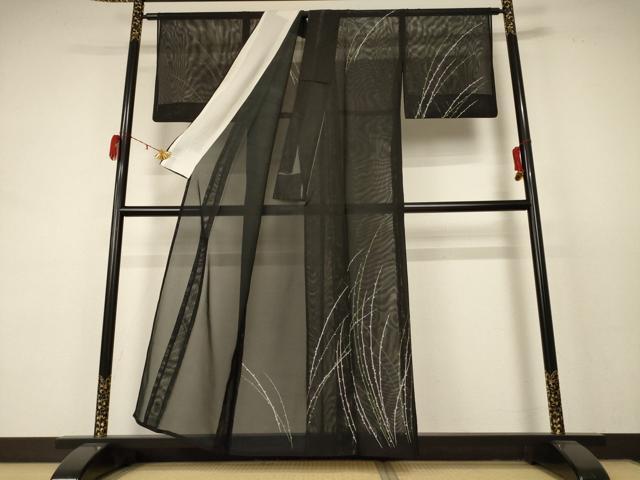 平和屋着物＊夏物 訪問着 絽 枝葉文 洗える着物 AABC9907jd