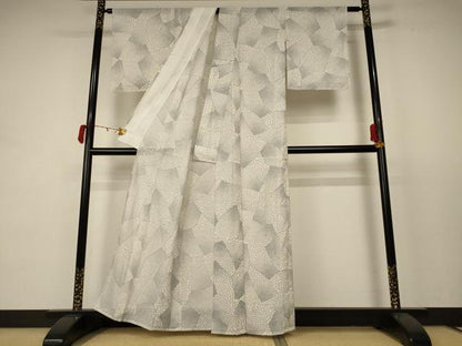 平和屋着物＊夏物 小紋 絽 石畳文 洗える着物 AABC9909jd