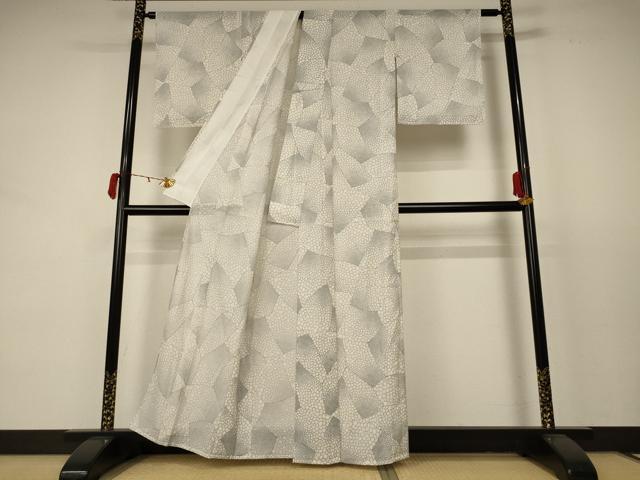 平和屋着物＊夏物 小紋 絽 石畳文 洗える着物 AABC9909jd