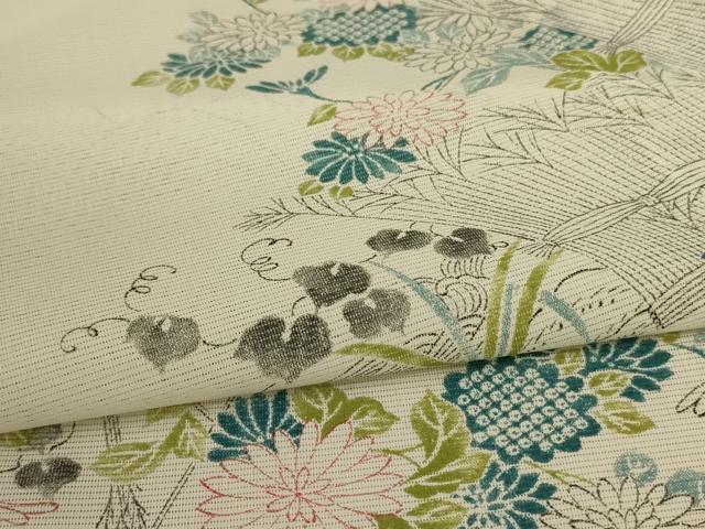 平和屋着物＊夏物 小紋 絽 草花文 洗える着物 AABC9910jd