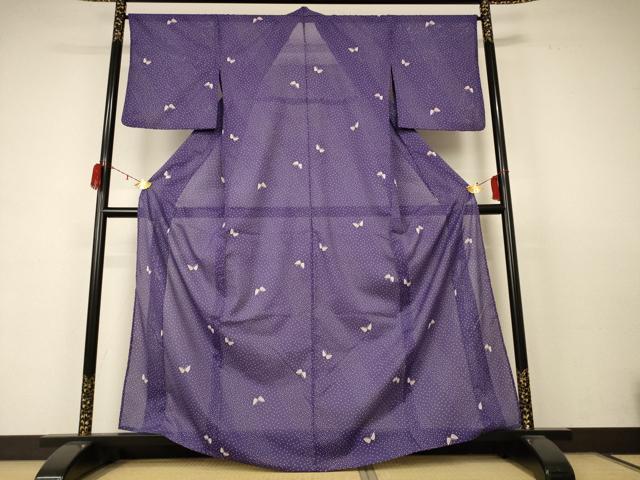 平和屋着物＊夏物 小紋 絽 舞蝶文 洗える着物 AABC9917jd