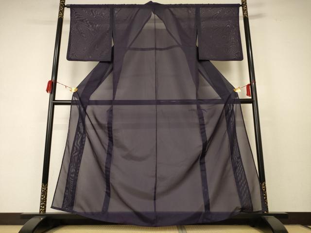平和屋着物＊夏物 色無地 絽 黒紅色 洗える着物 AABC9918jd