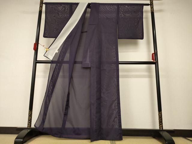 平和屋着物＊夏物 色無地 絽 黒紅色 洗える着物 AABC9918jd
