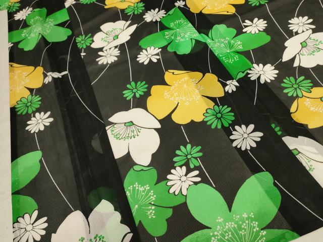 平和屋着物＊夏物 小紋 絽 枝花文 洗える着物 AABC9921jd