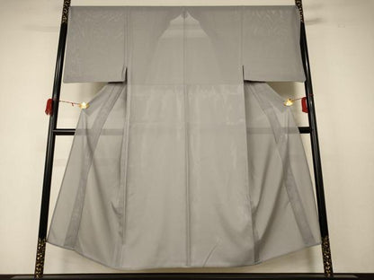 平和屋着物＊夏物　男性　色無地　絽　銀鼠色　洗える着物　AABC9923jd