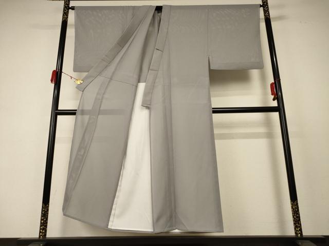 平和屋着物＊夏物　男性　色無地　絽　銀鼠色　洗える着物　AABC9923jd