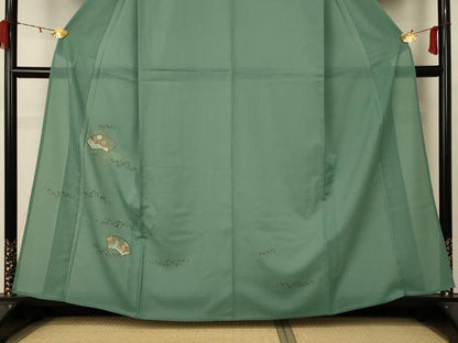 平和屋着物＊夏物 訪問着 絽 刺繍 扇面花唐草文 金彩 洗える着物 AABC9924jd