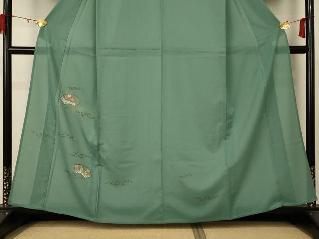 平和屋着物＊夏物 訪問着 絽 刺繍 扇面花唐草文 金彩 洗える着物 AABC9924jd