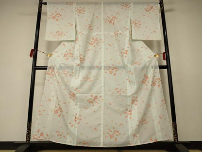 平和屋着物＊夏物 小紋 絽 舞花文 洗える着物 AABC9925jd