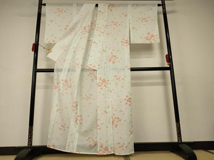 平和屋着物＊夏物 小紋 絽 舞花文 洗える着物 AABC9925jd