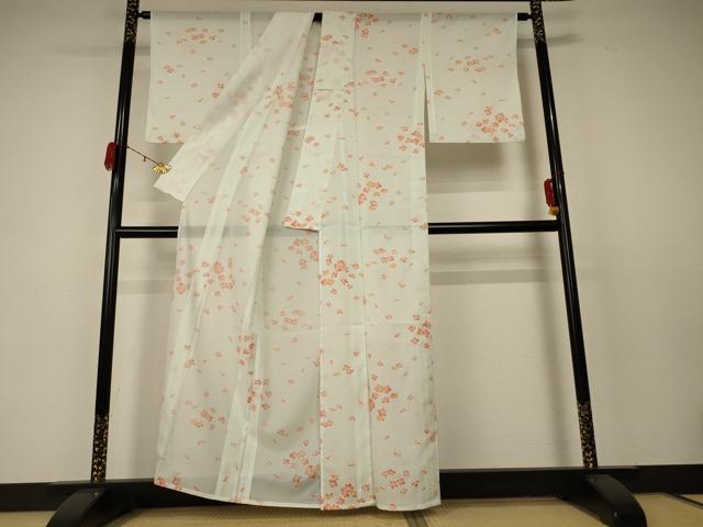 平和屋着物＊夏物 小紋 絽 舞花文 洗える着物 AABC9925jd