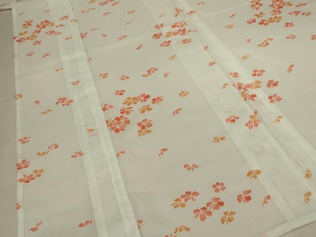 平和屋着物＊夏物 小紋 絽 舞花文 洗える着物 AABC9925jd