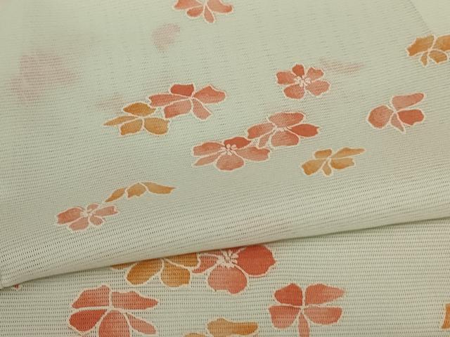 平和屋着物＊夏物 小紋 絽 舞花文 洗える着物 AABC9925jd