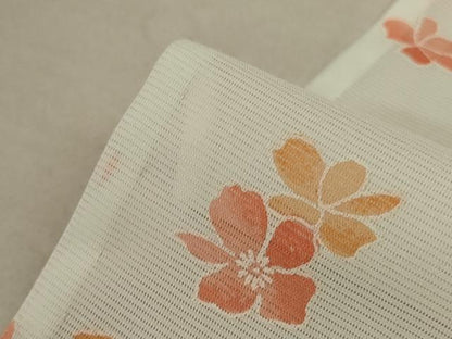 平和屋着物＊夏物 小紋 絽 舞花文 洗える着物 AABC9925jd