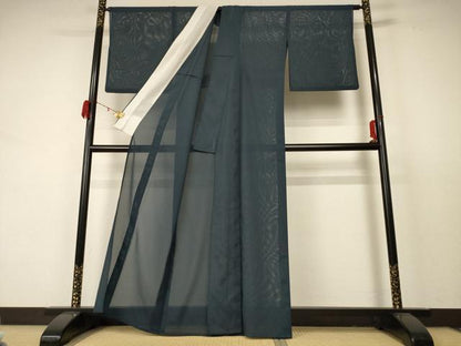 平和屋着物＊夏物 色無地 絽 百入茶色 洗える着物 AABC9926jd
