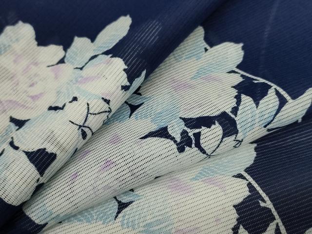 平和屋着物＊夏物 小紋 絽 草花文 洗える着物 AABC9929jd