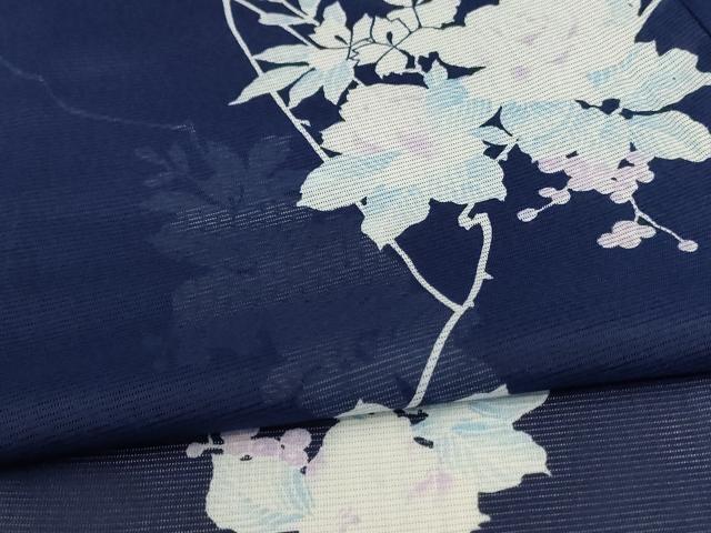 平和屋着物＊夏物 小紋 絽 草花文 洗える着物 AABC9929jd