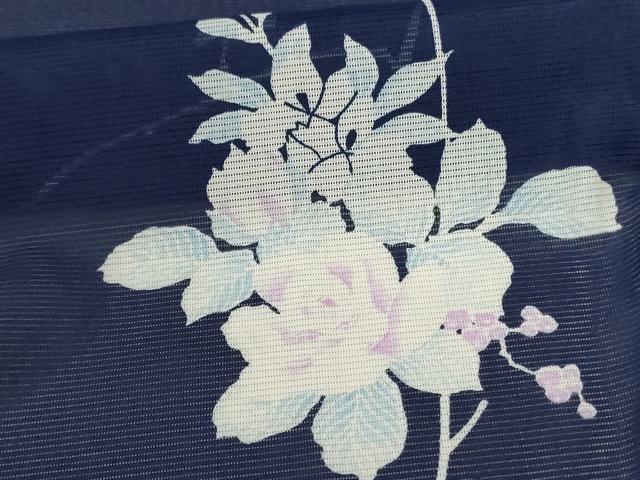 平和屋着物＊夏物 小紋 絽 草花文 洗える着物 AABC9929jd