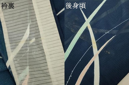 平和屋着物＊夏物 小紋 絽 草花文 洗える着物 AABC9930jd