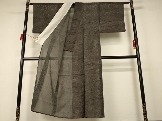 平和屋着物＊夏物 小紋 絽 立波流水文 洗える着物 AABC9931jd