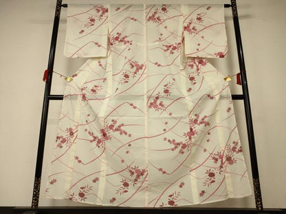 平和屋着物＊夏物 小紋 絽 楓 洗える着物 未使用 AABC9932jd