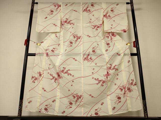 平和屋着物＊夏物 小紋 絽 楓 洗える着物 未使用 AABC9932jd