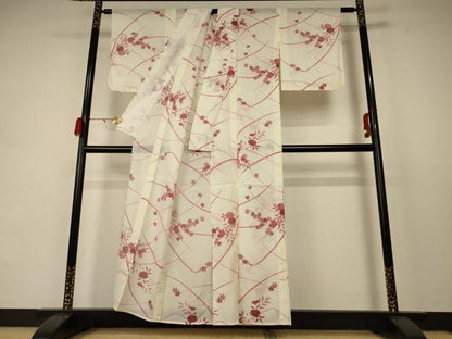 平和屋着物＊夏物 小紋 絽 楓 洗える着物 未使用 AABC9932jd