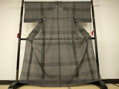 平和屋着物＊夏物 江戸小紋 絽 吉祥花文 洗える着物 AABC9934jd