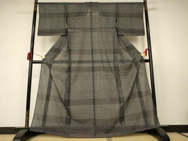 平和屋着物＊夏物 江戸小紋 絽 吉祥花文 洗える着物 AABC9934jd