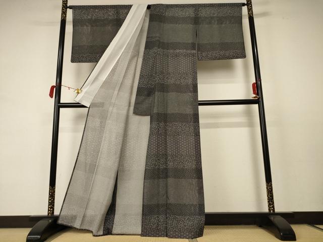 平和屋着物＊夏物 江戸小紋 絽 吉祥花文 洗える着物 AABC9934jd