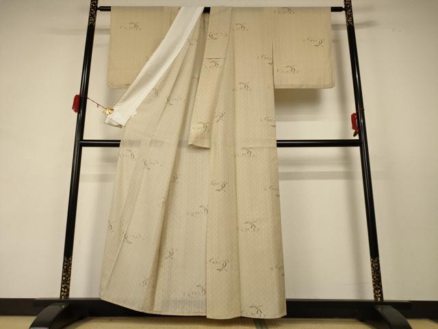 平和屋着物＊夏物 小紋 縦絽 勝虫 洗える着物 AABC9935jd