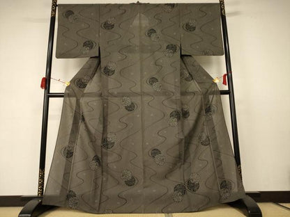 平和屋着物＊夏物 小紋 紗 流水雪輪花文 洗える着物 AABC9937jd