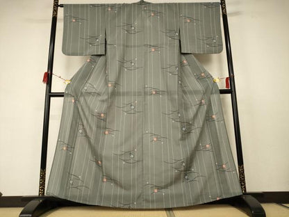 平和屋着物＊夏物 小紋 紗 露芝文 洗える着物 AABC9940jd