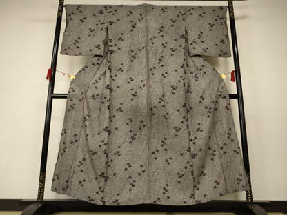 平和屋着物＊夏物 小紋 絽 楓 正絹 逸品 AABC9945jd