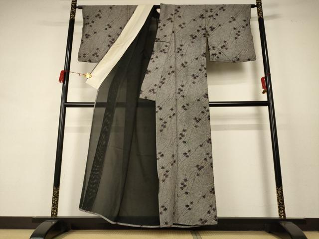 平和屋着物＊夏物 小紋 絽 楓 正絹 逸品 AABC9945jd