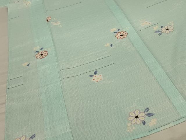 平和屋着物＊夏物 小紋 紗 草花文 洗える着物 AABC9949jd